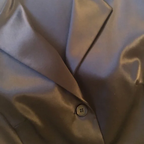 NWOT, Maria Bianca Nero Black Stretch, Satin Sheen Blazer - Picture 9 of 13